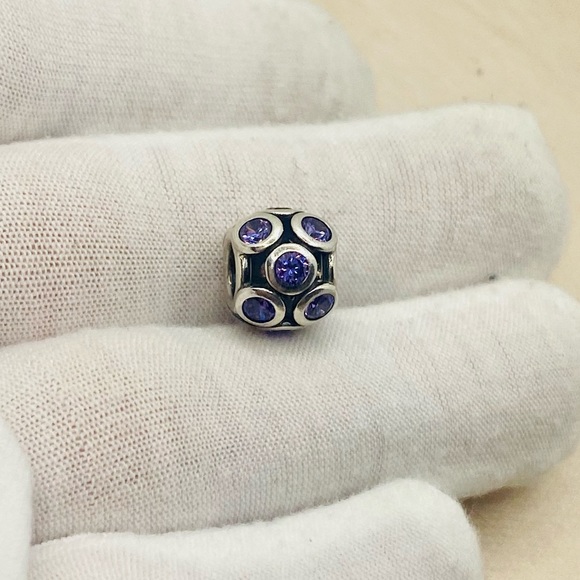 EUC Pandora 791153ACZ Sterling Silver Whimsical Lights Charm w/ Purple Zirconia - Picture 3 of 11